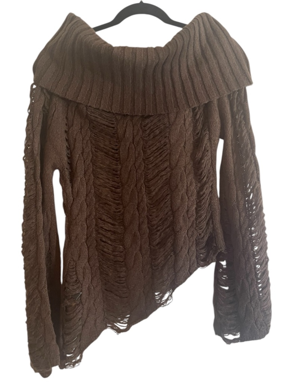 NWT Dolls Kill Cowl Neck Size XL Brown Knit Sweater